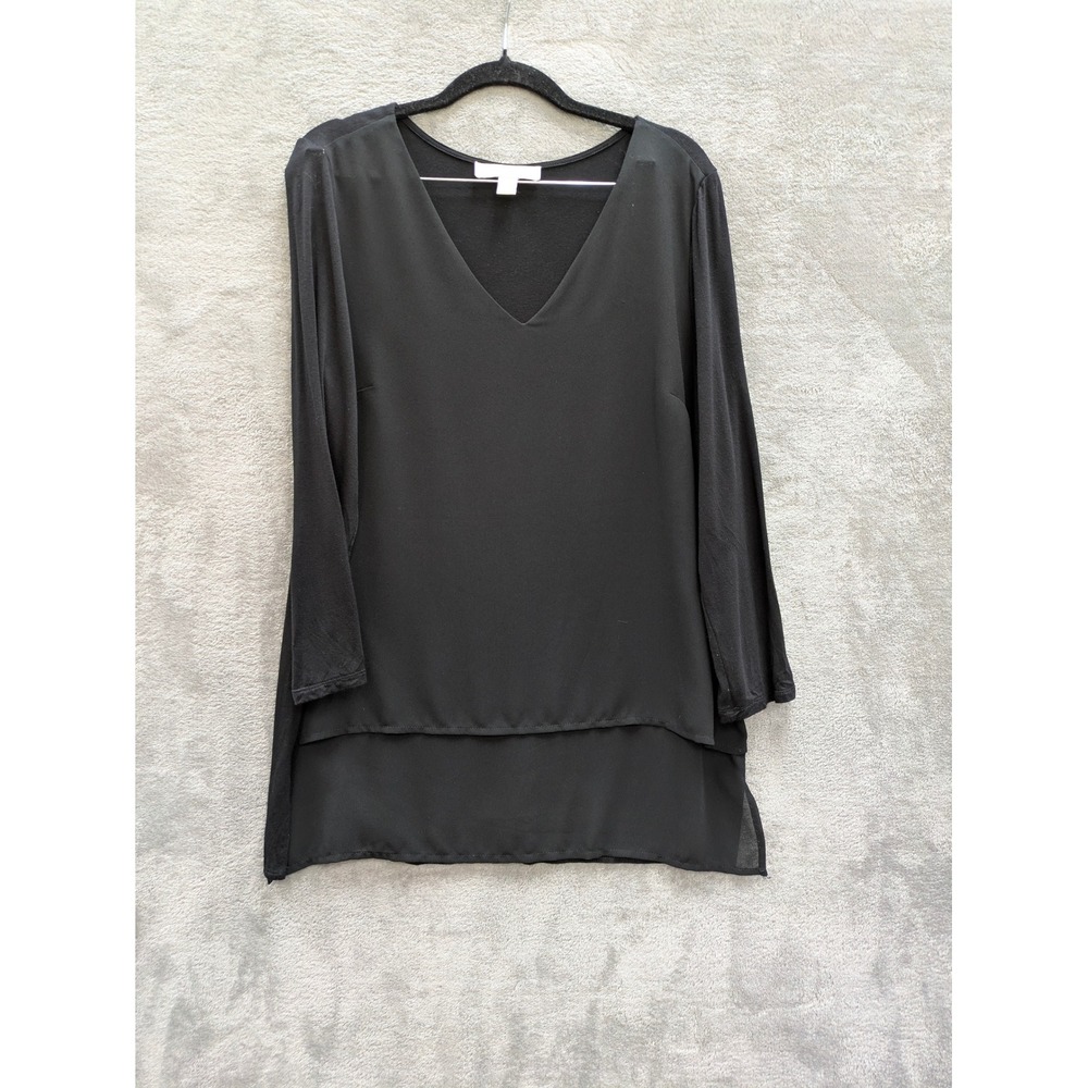 Michael Kors Blouse Womens Medium Sheer Overlay Lined Long Sleeves Minimalist